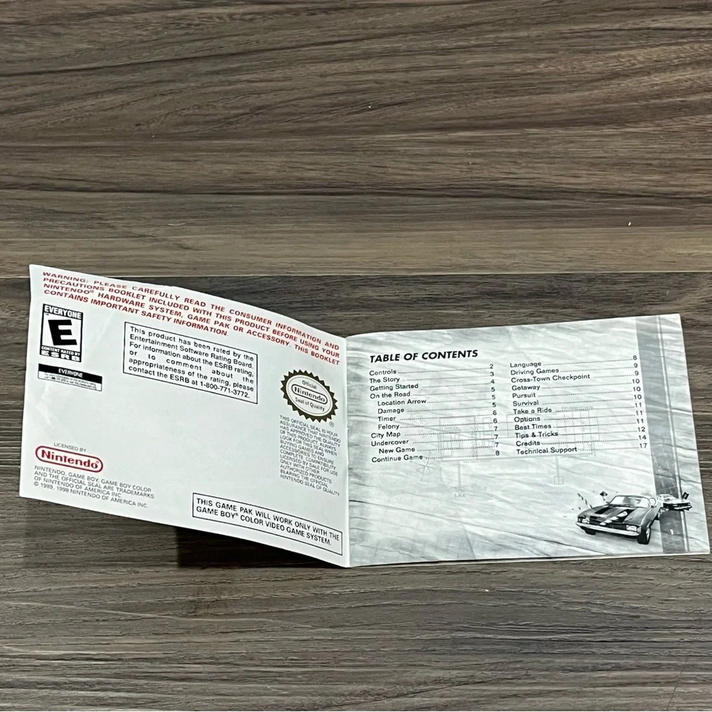 Vintage 2000 Game Boy Color Driver Instruction Manual Only You Are The Wheelman